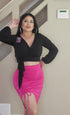 Pencil skirt open leg Pink