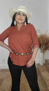 Aztec plus size Top Rust