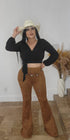 P1215  cowgirl legging flare TAN