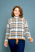 Plus size plaid mock neck sweater