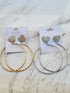 2 Pc Heart And Hoop Earrings