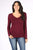 V neck longe sleeve BURGUNDY