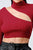 Lux Sweater Rib Cutout Mock Neck Crop Top