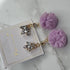 Earring with pompom purple