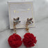 Earring with pompom red