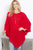 RED  CROCHET NET FRINGE WARMER PONCHO