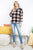 PLAID NECK ZIPPER LONG SLEEVE