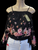 Off sleeve floral top BLACK