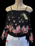 Off sleeve floral top BLACK