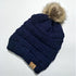 Navy blue  Beanie pompom fur