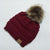 Burgundy Beanie pompom fur