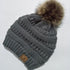 Gray Cc Beanie pompom