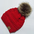 Red Cc Beanie pompom