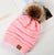 Pink Cc Beanie pompom fur